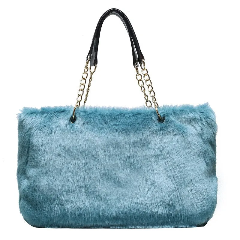 Christmas Gift High Capacity Soft Fake Fur Crossbody Bags For Women 2021 Winter Large Shoulder Handbags And Purses Female Totes Lady Hand Bag