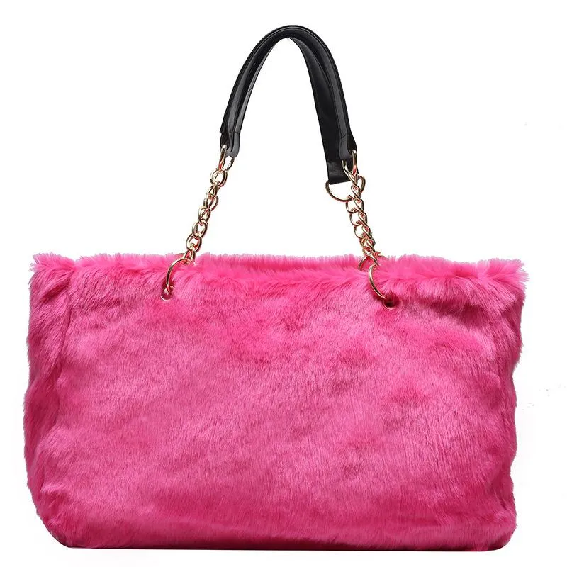 Christmas Gift High Capacity Soft Fake Fur Crossbody Bags For Women 2021 Winter Large Shoulder Handbags And Purses Female Totes Lady Hand Bag
