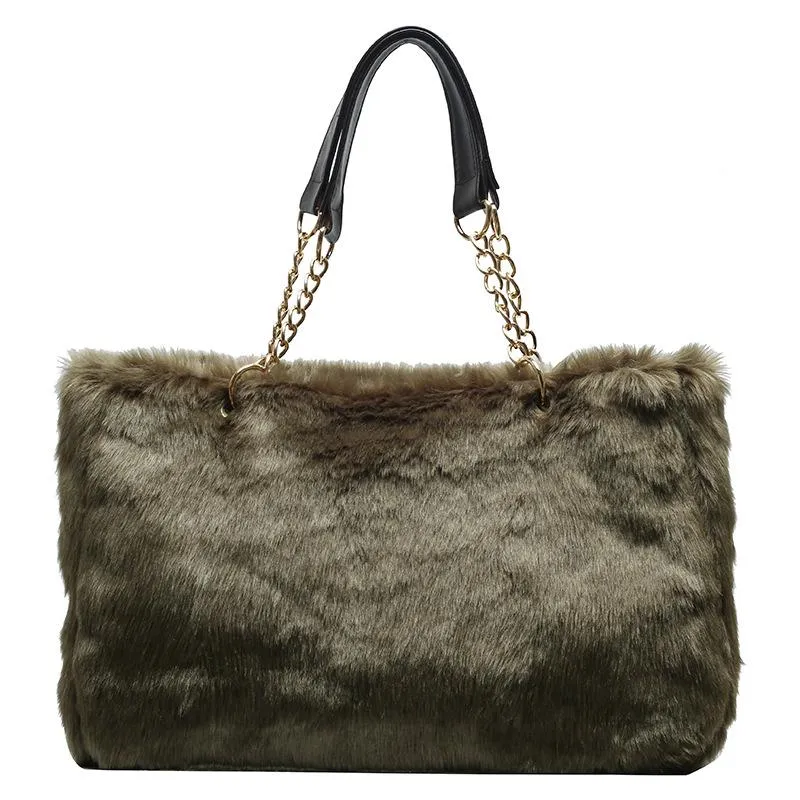Christmas Gift High Capacity Soft Fake Fur Crossbody Bags For Women 2021 Winter Large Shoulder Handbags And Purses Female Totes Lady Hand Bag