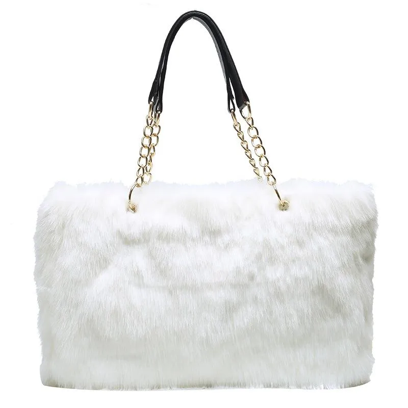 Christmas Gift High Capacity Soft Fake Fur Crossbody Bags For Women 2021 Winter Large Shoulder Handbags And Purses Female Totes Lady Hand Bag