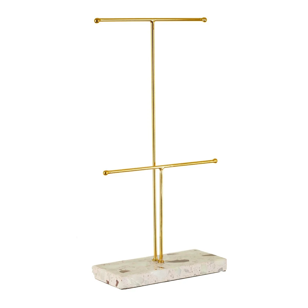 Double Terrazzo Gold Jewellery Stand