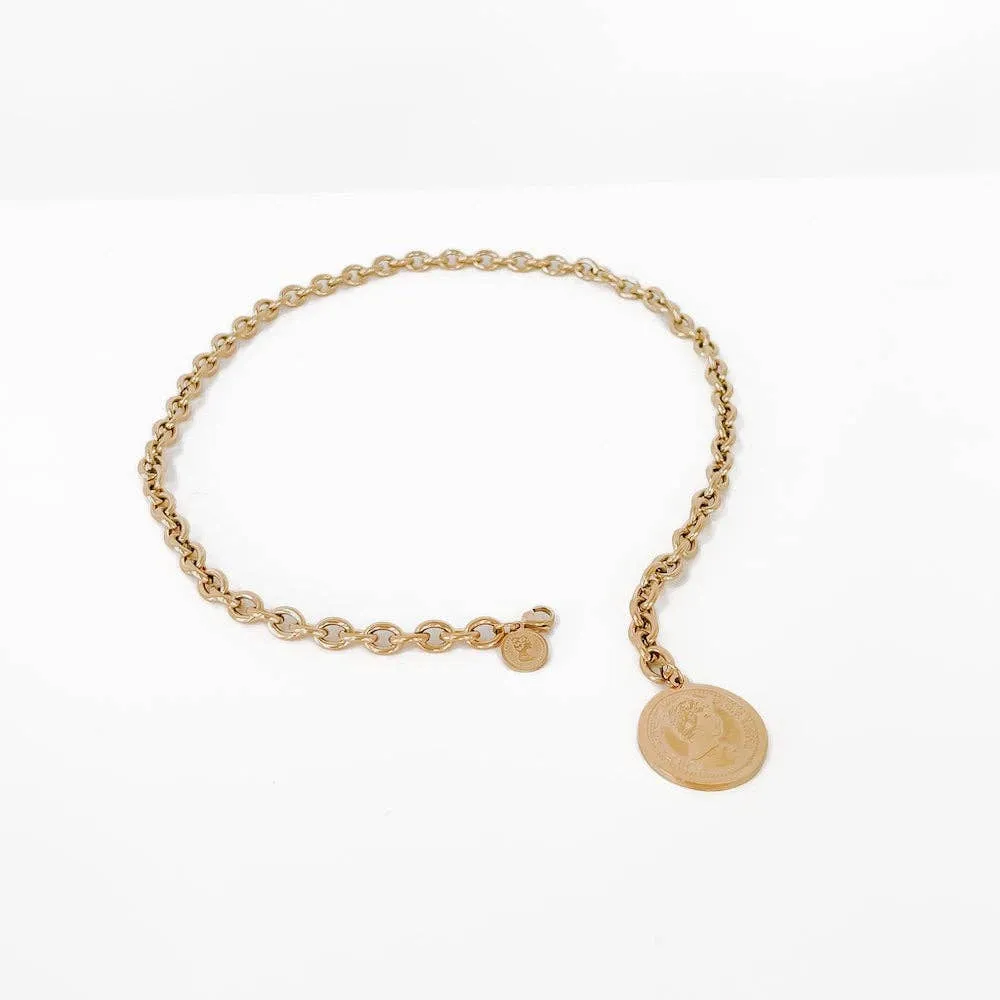 Elegant Elizabeth Coin Chain Waterproof Necklace