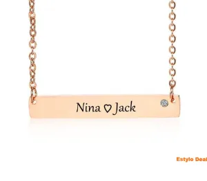 Elegant Free Engraving ID Bar Pendant