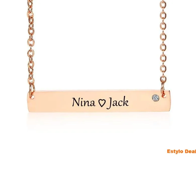 Elegant Free Engraving ID Bar Pendant