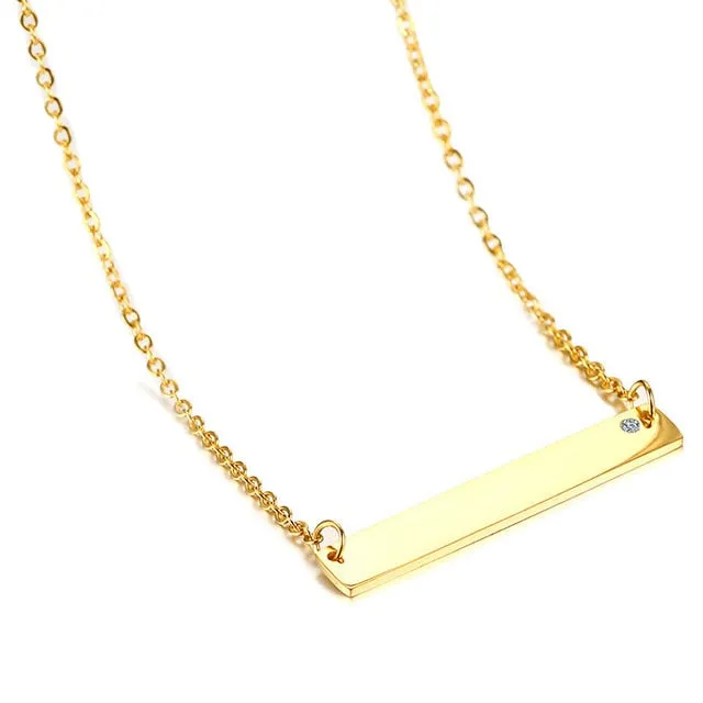 Elegant Free Engraving ID Bar Pendant