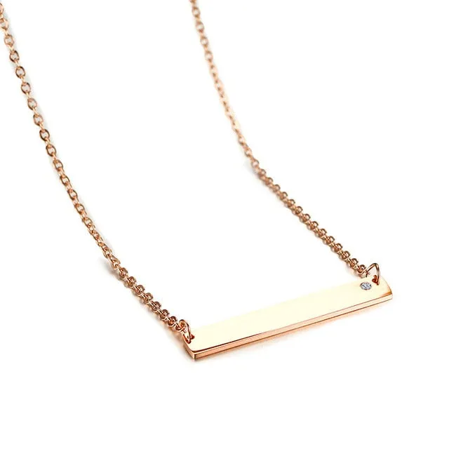 Elegant Free Engraving ID Bar Pendant
