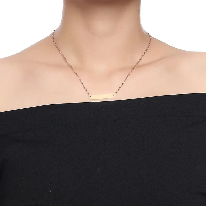 Elegant Free Engraving ID Bar Pendant