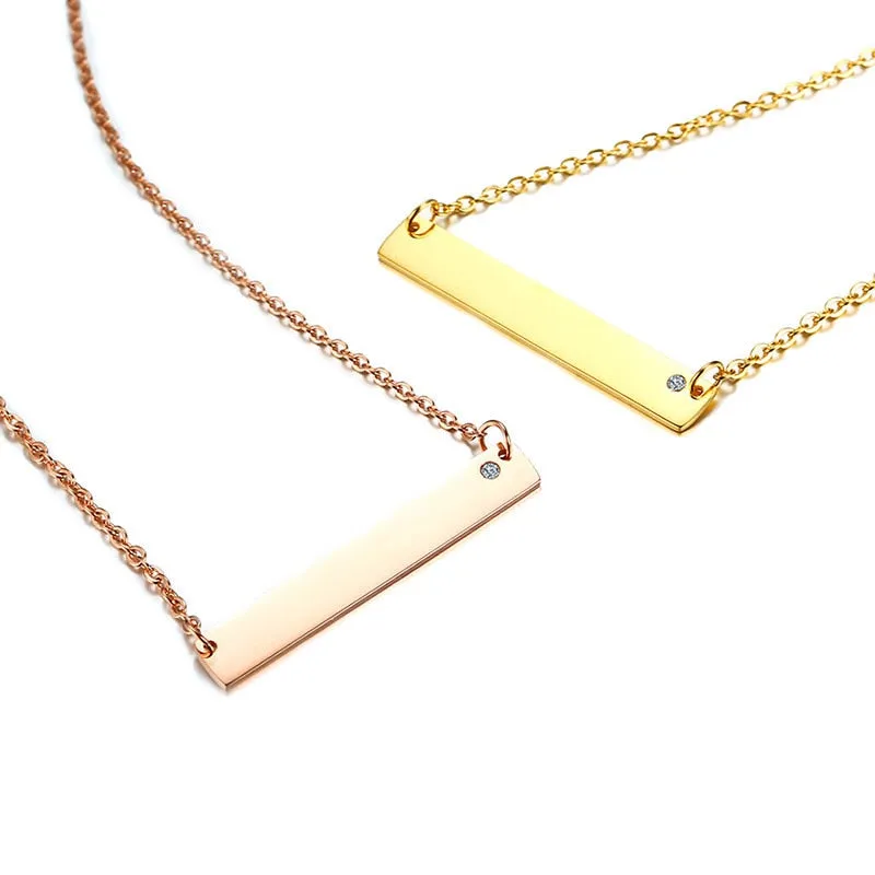 Elegant Free Engraving ID Bar Pendant
