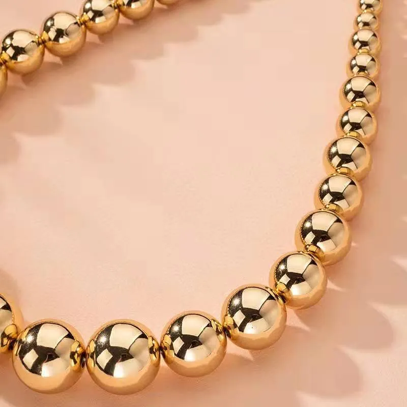 Exaggerated CCB Material Large Round Ball Beads Choker Necklace For Women
