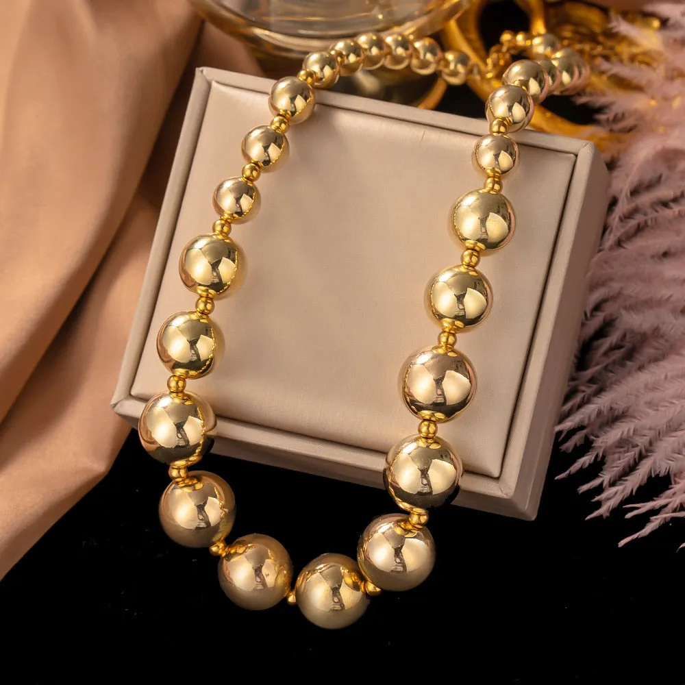 Exaggerated CCB Material Large Round Ball Beads Choker Necklace For Women