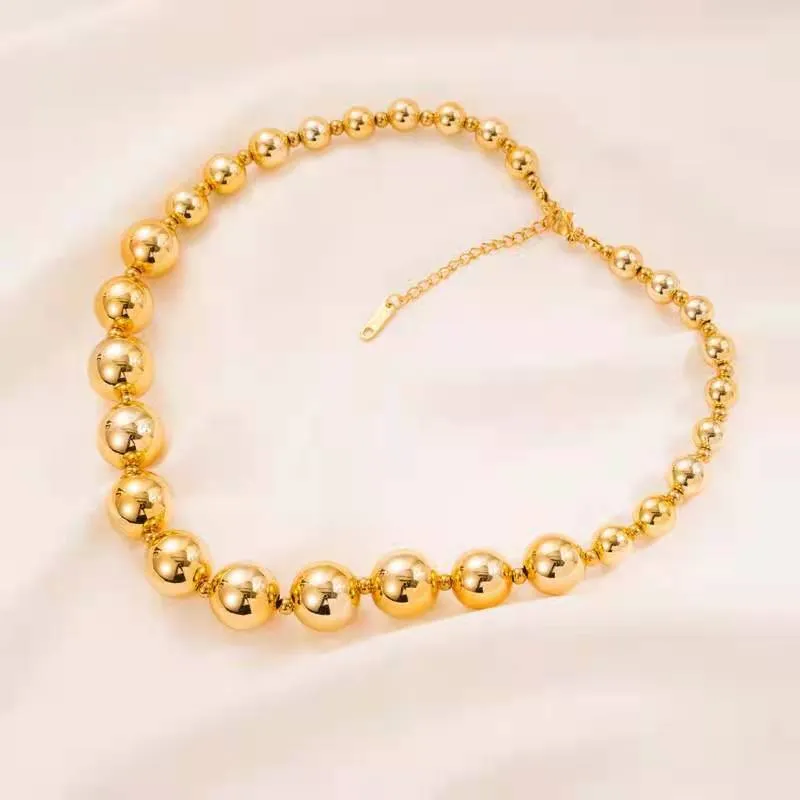Exaggerated CCB Material Large Round Ball Beads Choker Necklace For Women