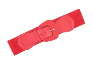 Faux Leather Stretch Belt in Bright Red