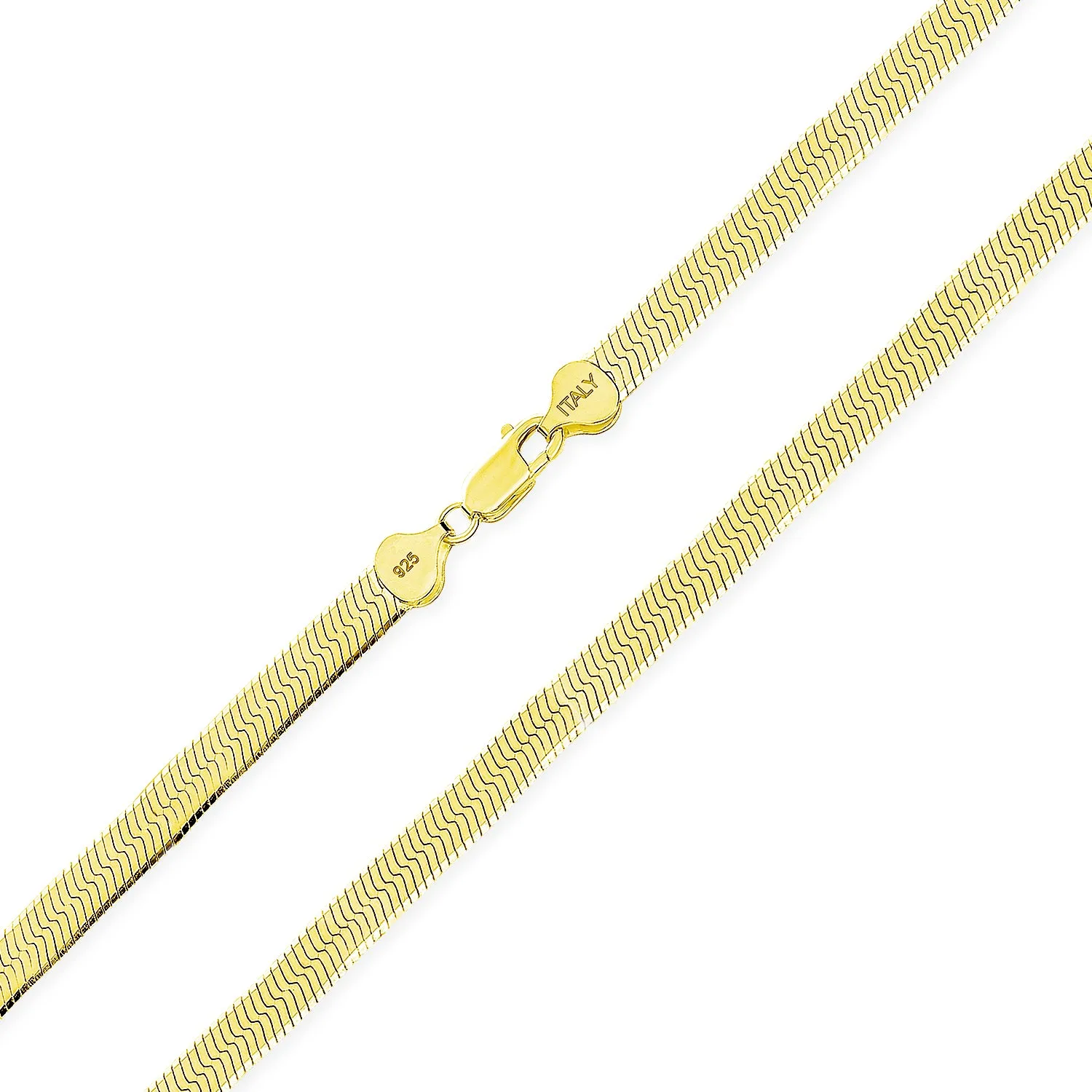 Flat Flexible 14k Gold Overlay Sterling Silver Chain Necklace Made in Italy 16-24"