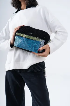Fur Pouch in Blue Blocks