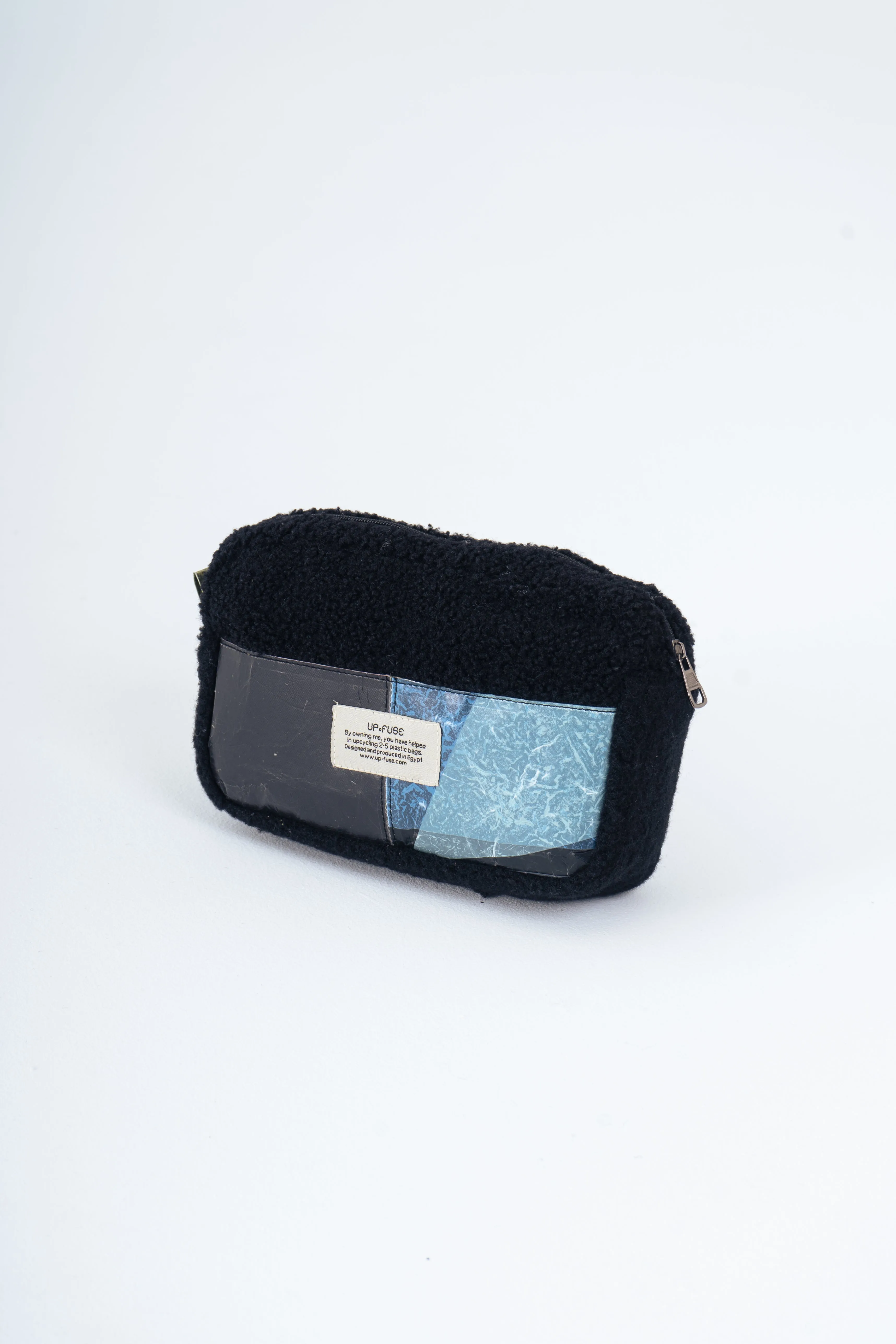 Fur Pouch in Blue Blocks
