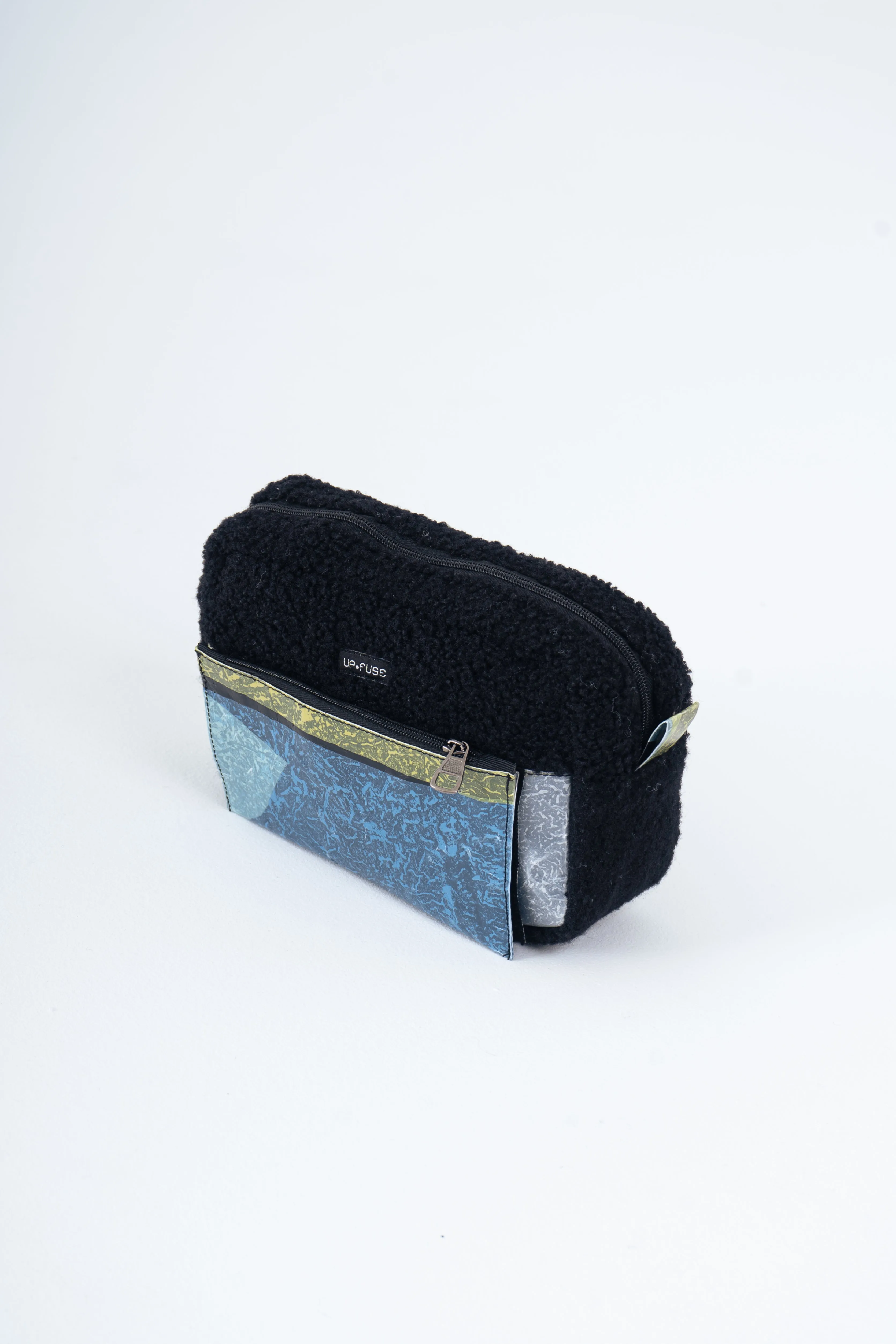 Fur Pouch in Blue Blocks