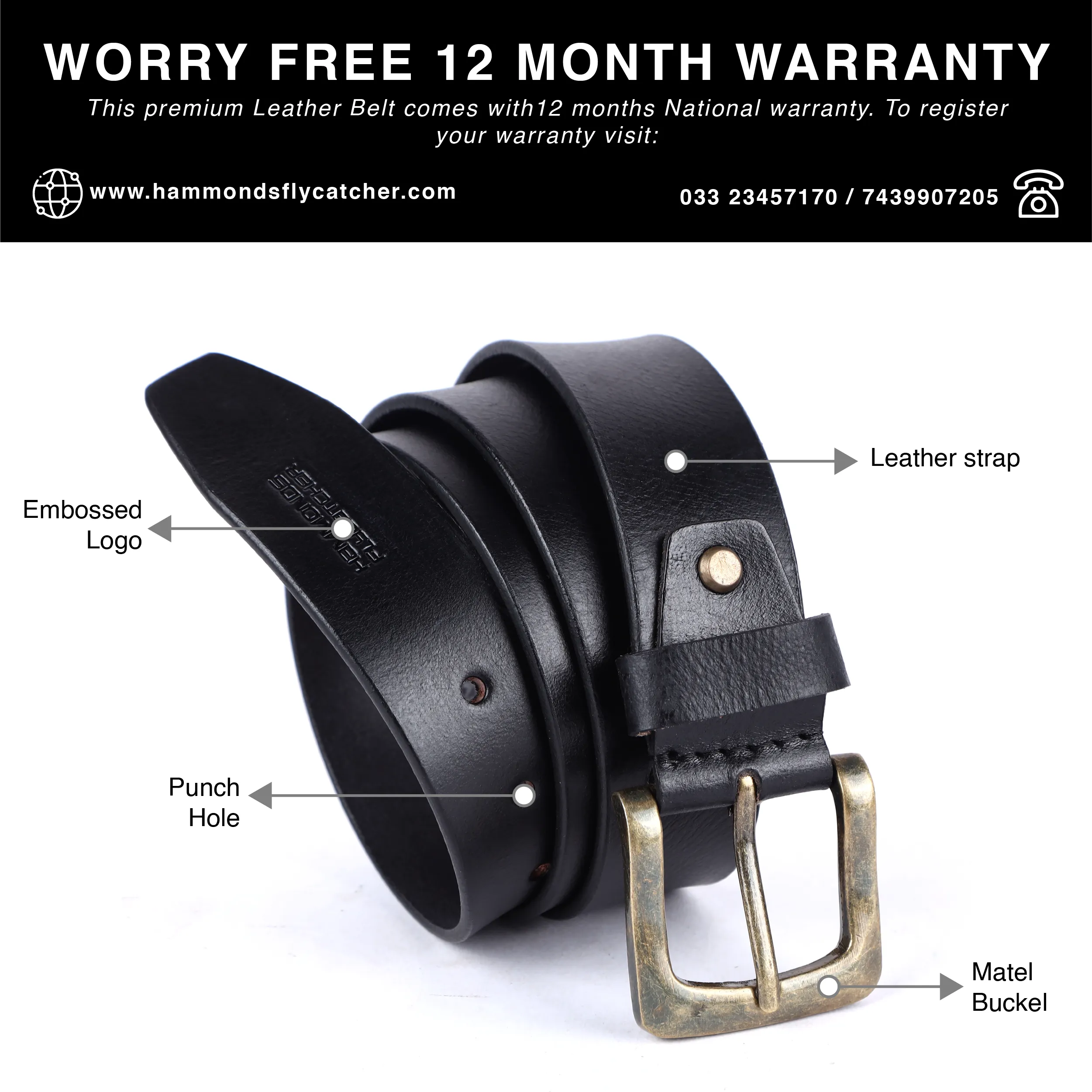 Genuine Leather Belt for Men - Waist Belt Ideal for Casual, Formal - Fits Waist 28-46 Inch