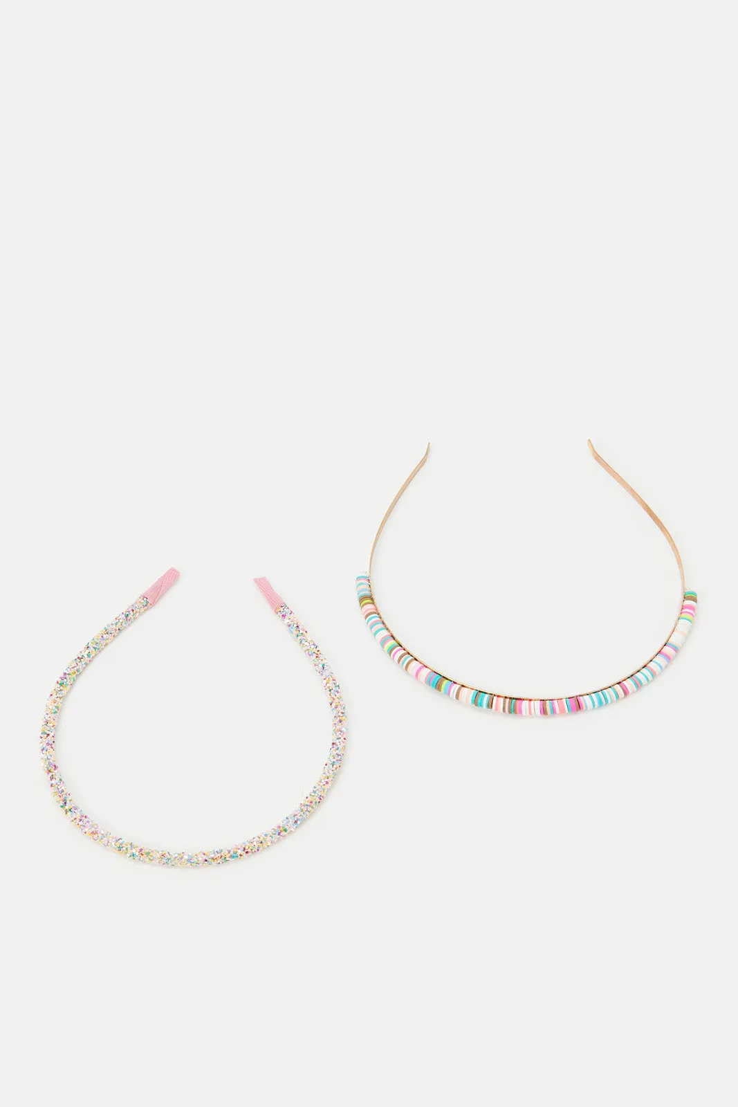 Girls Yellow And Pink Embellished Headband Set (Pack of 2)