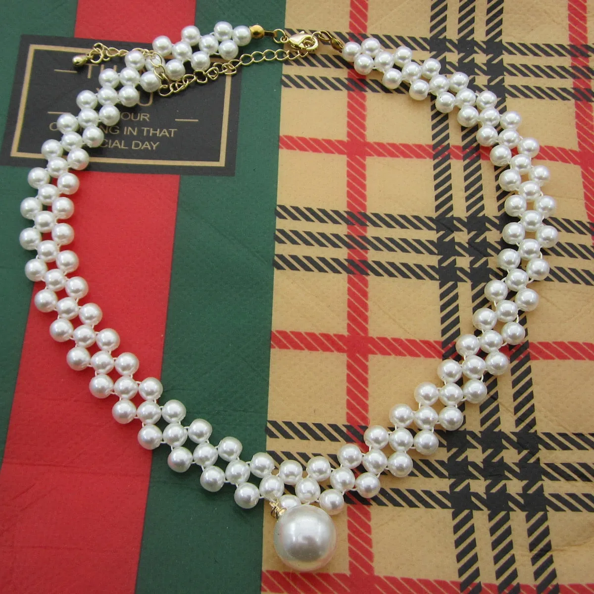 Gothic Trendy Pearl Chain Chokers Necklace For Women