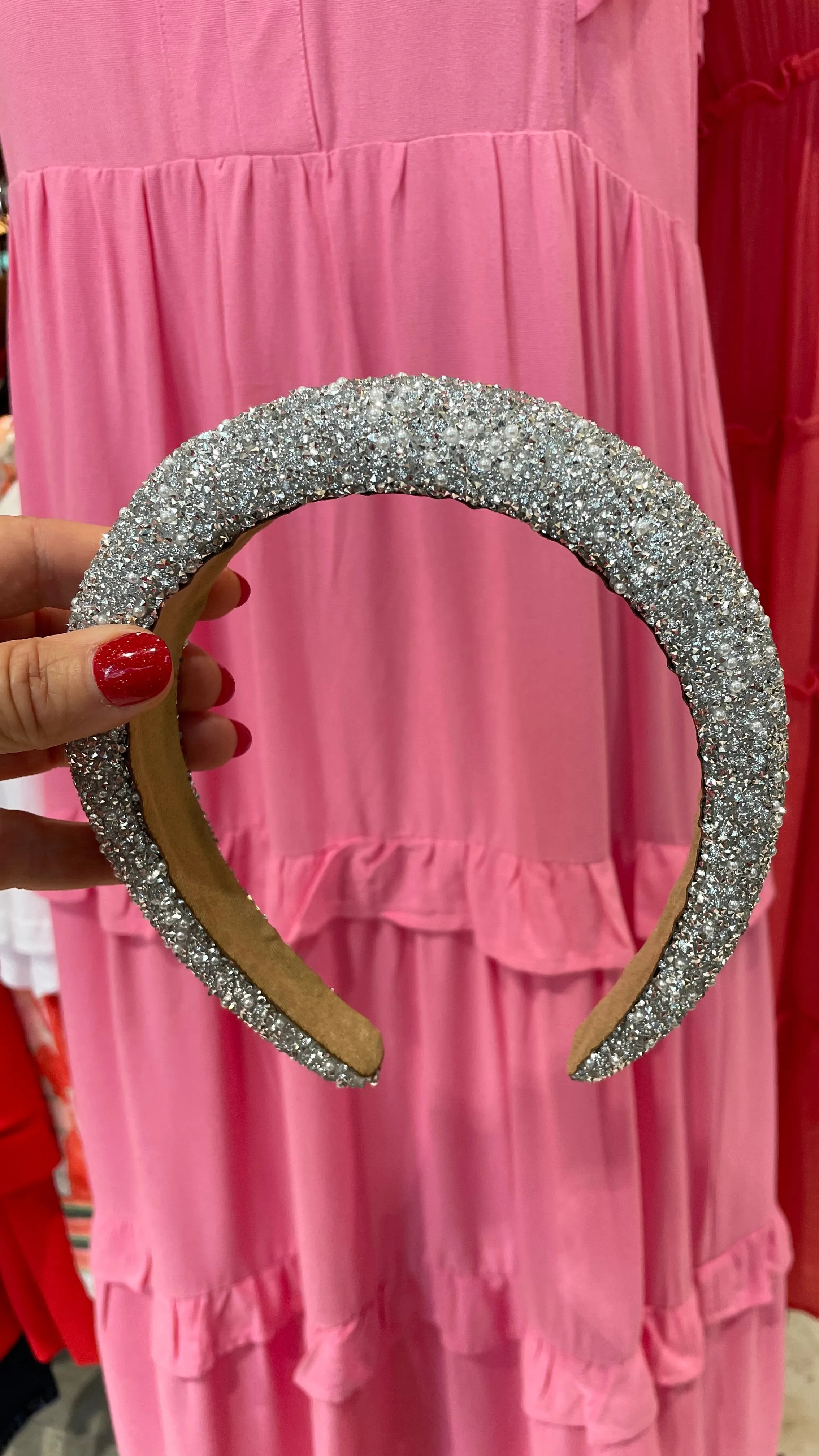 HA040 Confetti Headband Crystal Silver