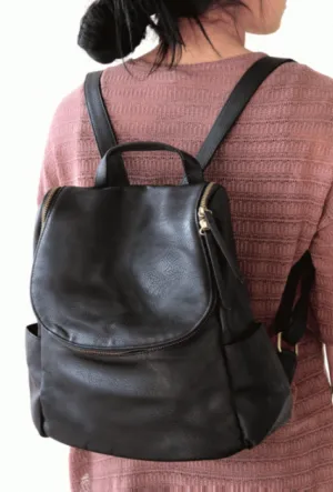 Kerri Vegan Leather Backpack, Black