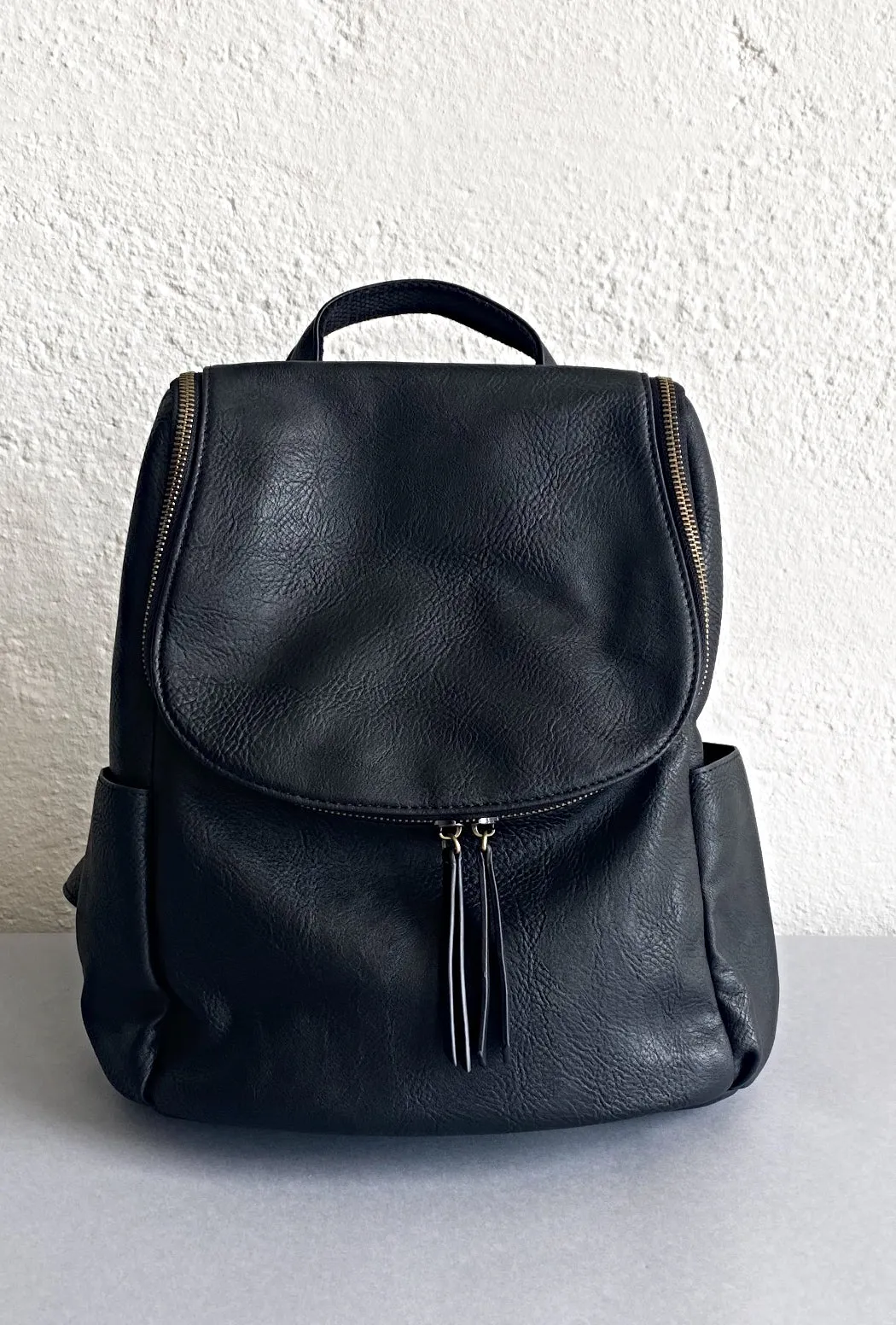 Kerri Vegan Leather Backpack, Black