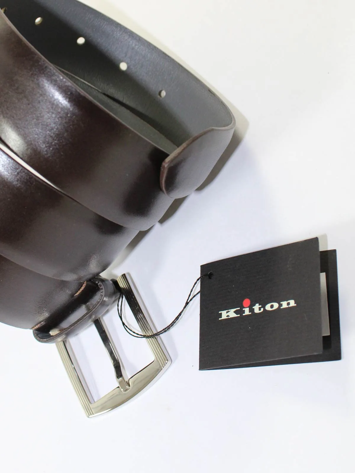 Kiton Belt Dark Brown Smooth Leather Men Belt 105 / 42 SALE