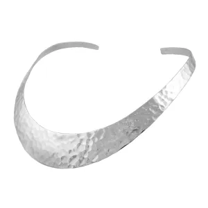 Large Statement Hammered Sterling Silver Choker Necklace