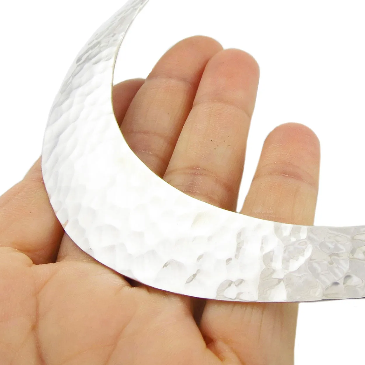 Large Statement Hammered Sterling Silver Choker Necklace