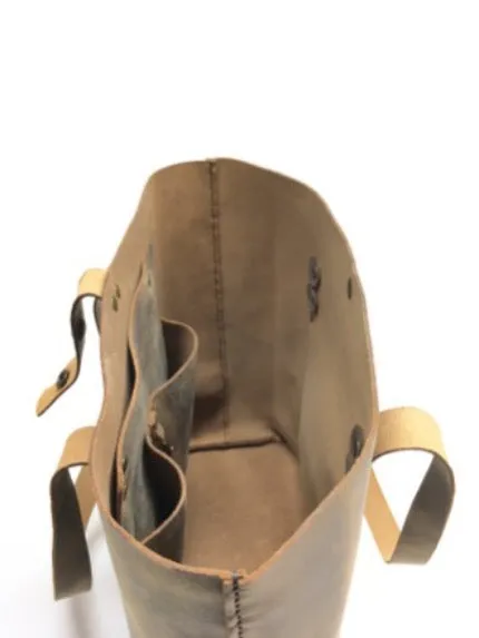 LEATHER TOTE BAG | H B EVERYDAY- DISTRESSED BROWN TOTE BAG