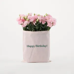 Light Pink Lisianthus in a Reusable Canvas Tote – Delicate Beauty with a Thoughtful Touch