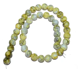 Light Yellow Olive Multicolor Spherical Jade Glass Beads