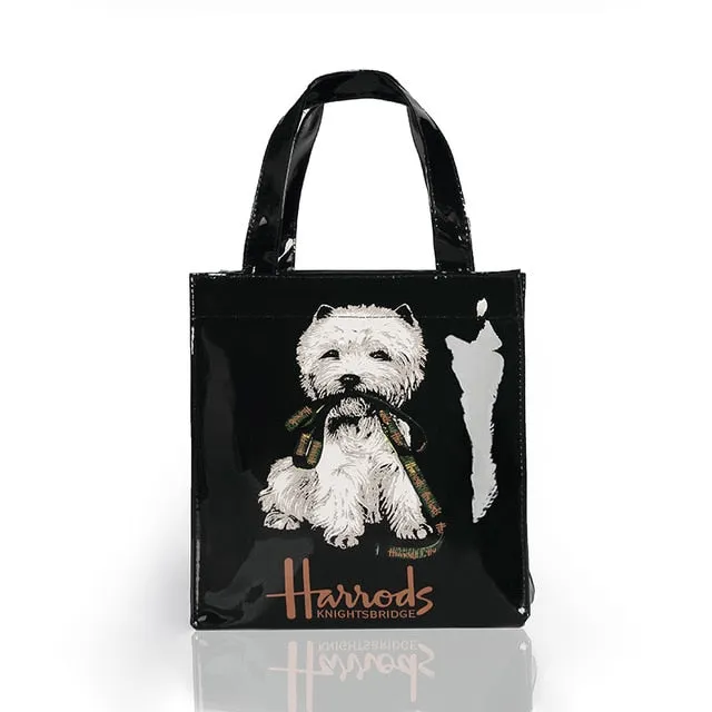 London Style PVC Reusable Shopping Bag Women's Bag Eco Friendly Flower Shopper Bag Waterproof Handbag Lunch Tote Shoulder Bag
