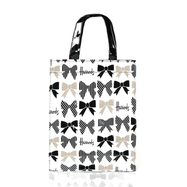 London Style PVC Reusable Shopping Bag Women's Bag Eco Friendly Flower Shopper Bag Waterproof Handbag Lunch Tote Shoulder Bag