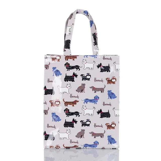 London Style PVC Reusable Shopping Bag Women's Bag Eco Friendly Flower Shopper Bag Waterproof Handbag Lunch Tote Shoulder Bag