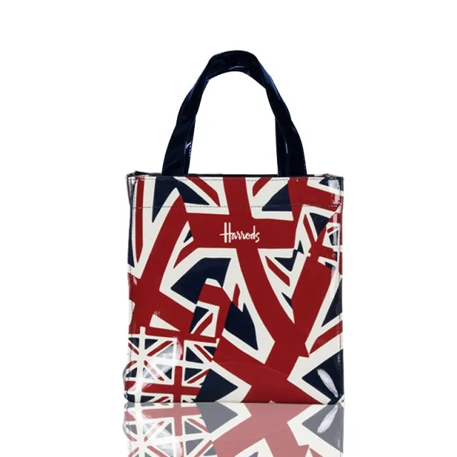 London Style PVC Reusable Shopping Bag Women's Bag Eco Friendly Flower Shopper Bag Waterproof Handbag Lunch Tote Shoulder Bag