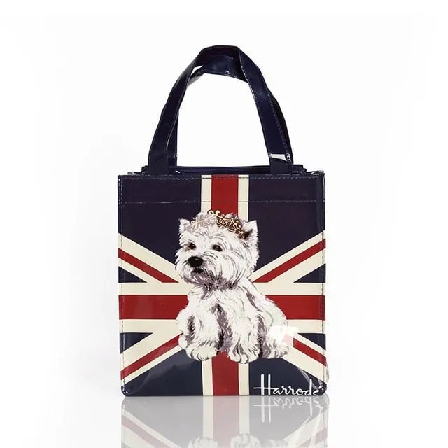 London Style PVC Reusable Shopping Bag Women's Bag Eco Friendly Flower Shopper Bag Waterproof Handbag Lunch Tote Shoulder Bag