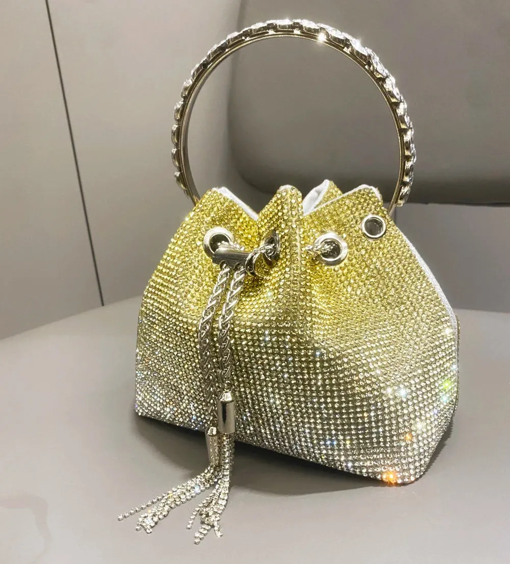 Luxury Rhinestone Handle Clutch Bag - Designer Crystal Evening Purse & Shoulder Bag