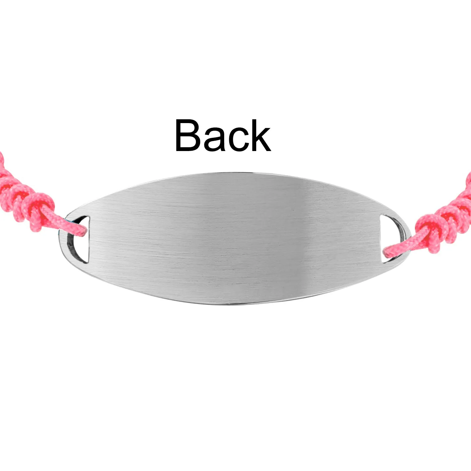 Medical ID Bracelet with Pink Braided Cord and Stainless Steel Clasp