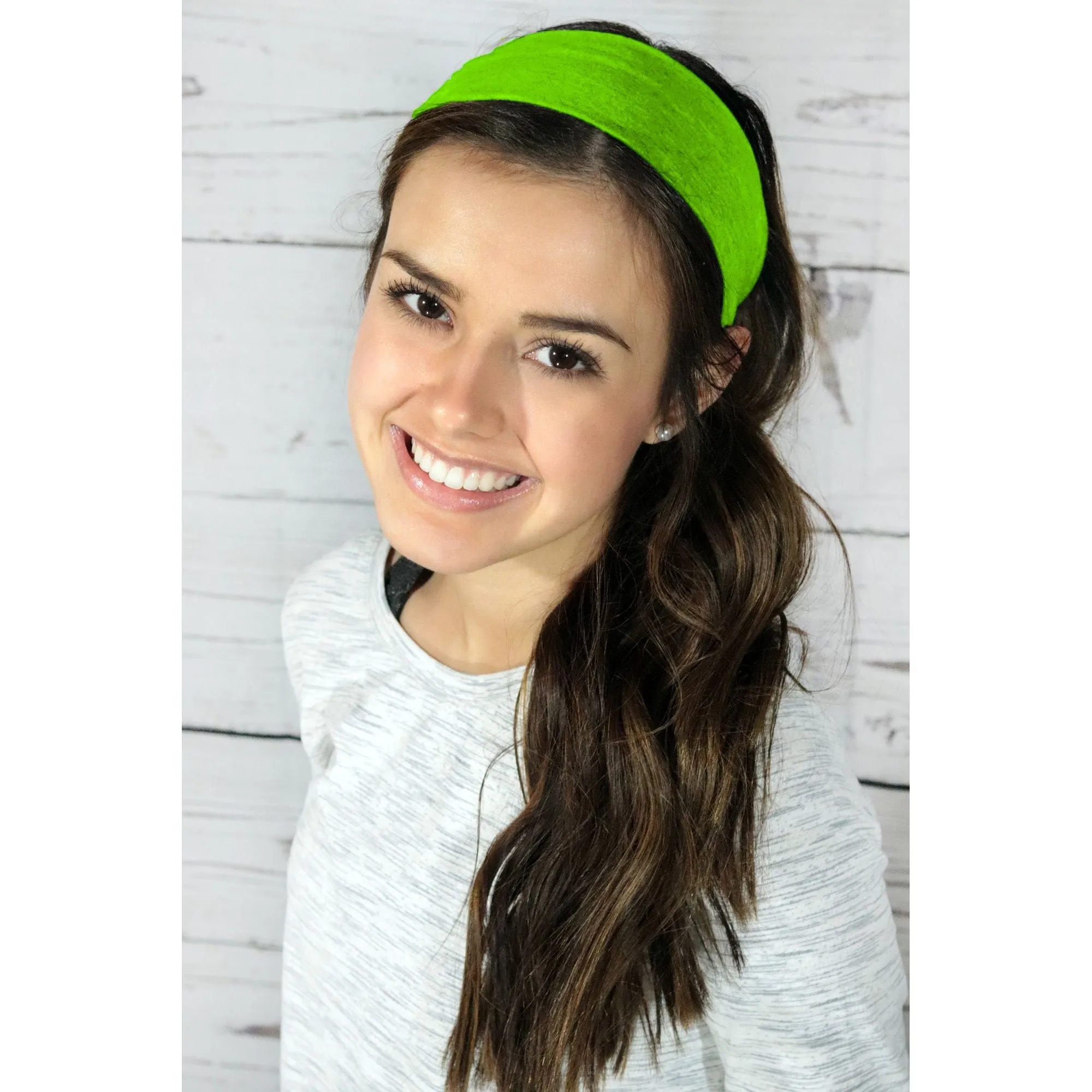 Neon Green Cotton Headbands - 12 Pack
