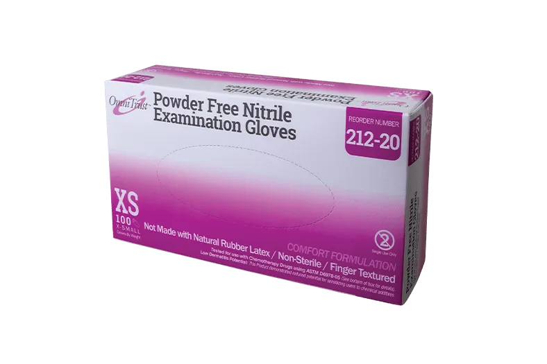 OMNITRUST 212 NITRILE POWDER FREE CHEMO AND FENTANYL RATED EXAM GLOVE, Case of 1000