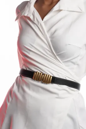 Orange Black Bar Reversible Buckle Belt