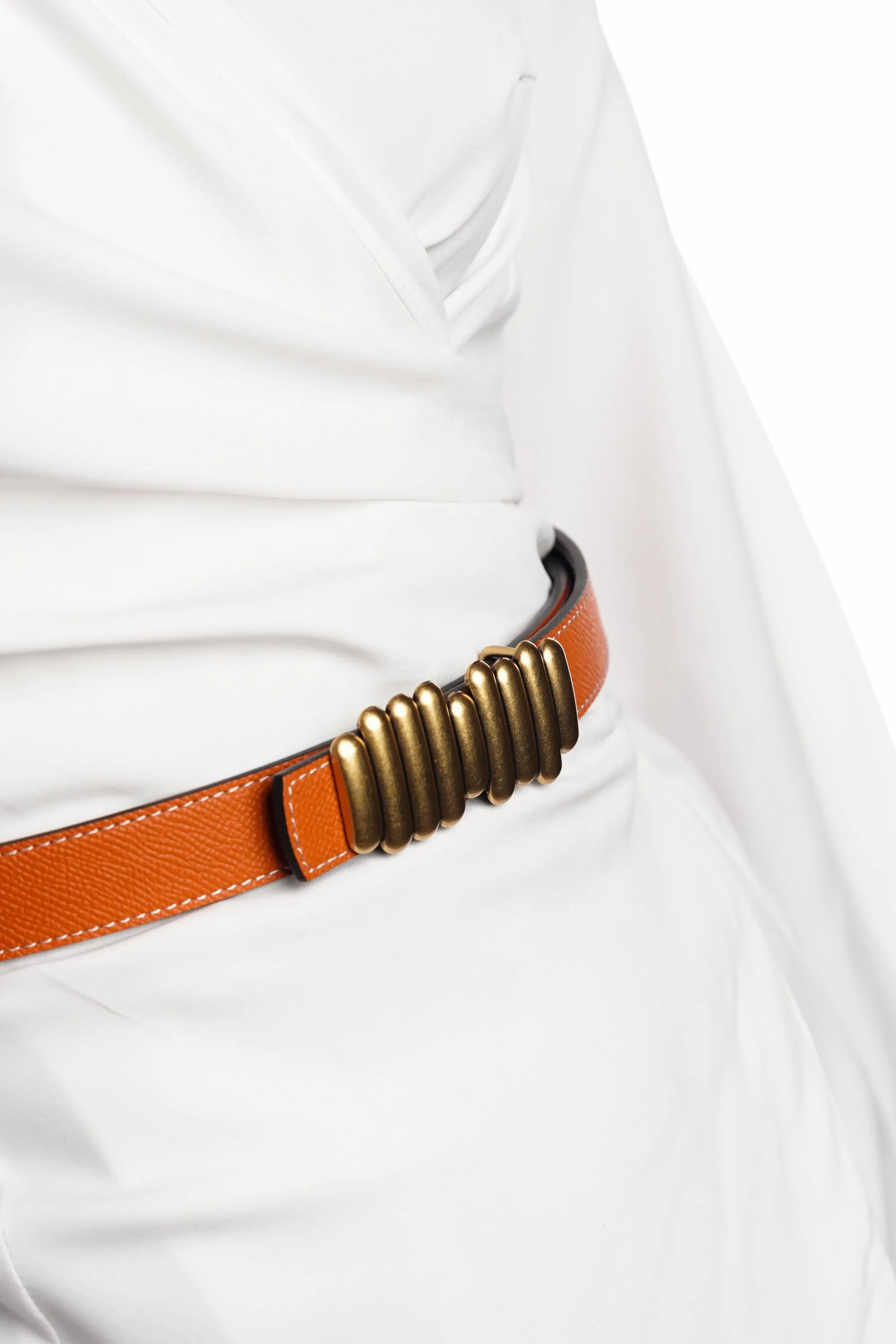 Orange Black Bar Reversible Buckle Belt