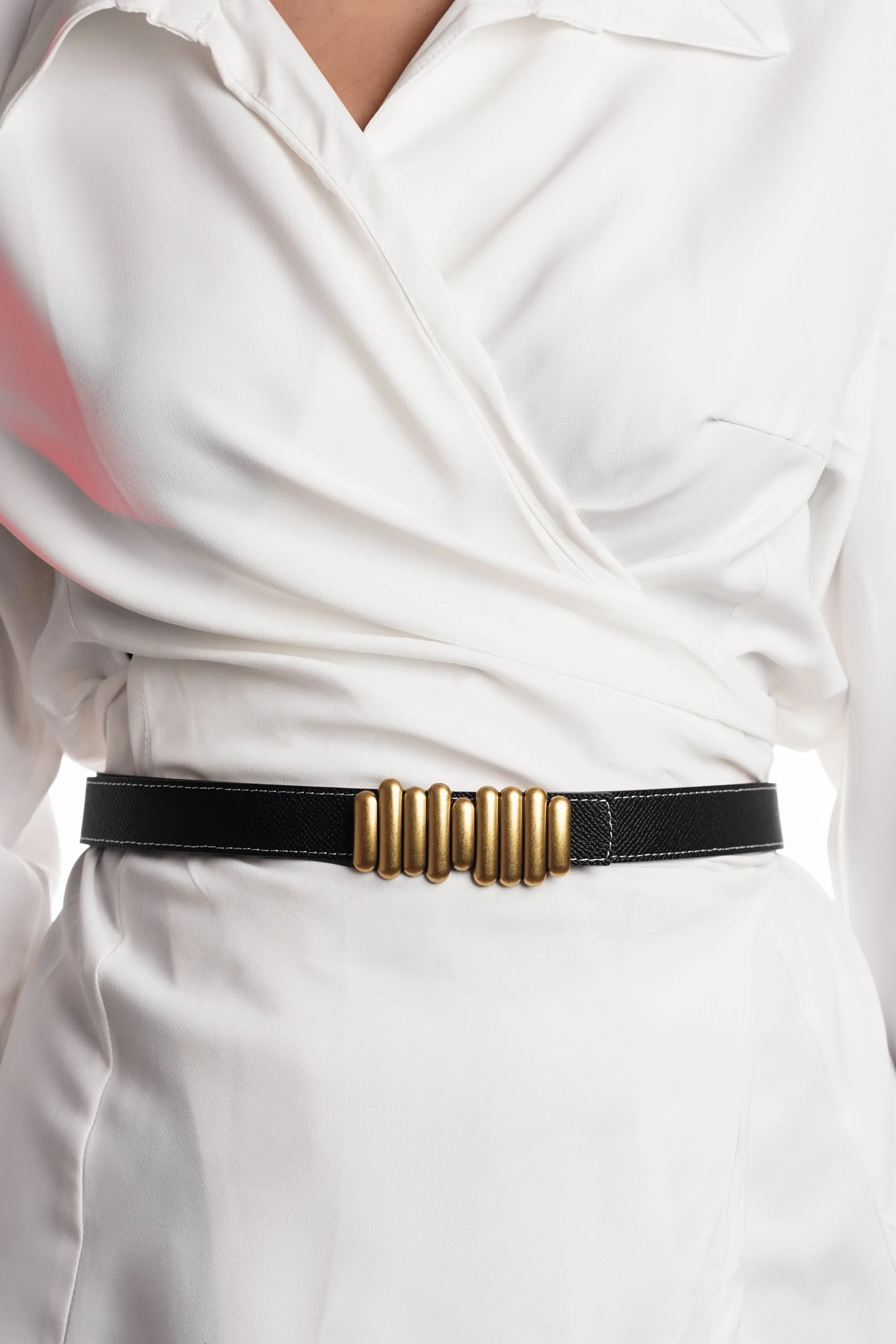 Orange Black Bar Reversible Buckle Belt