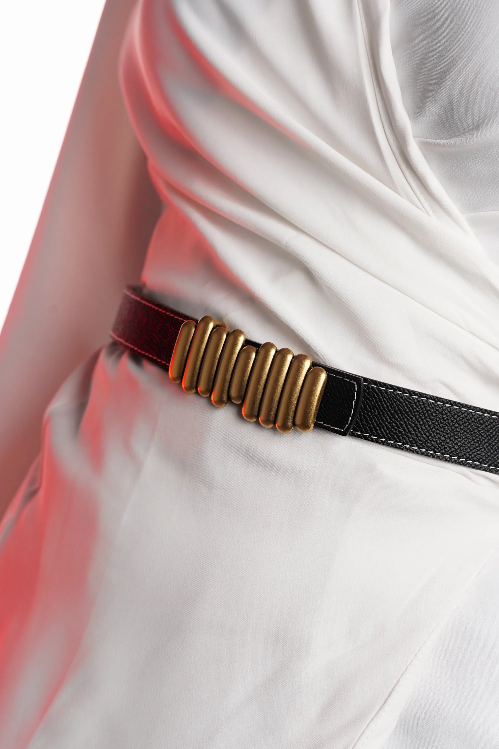 Orange Black Bar Reversible Buckle Belt