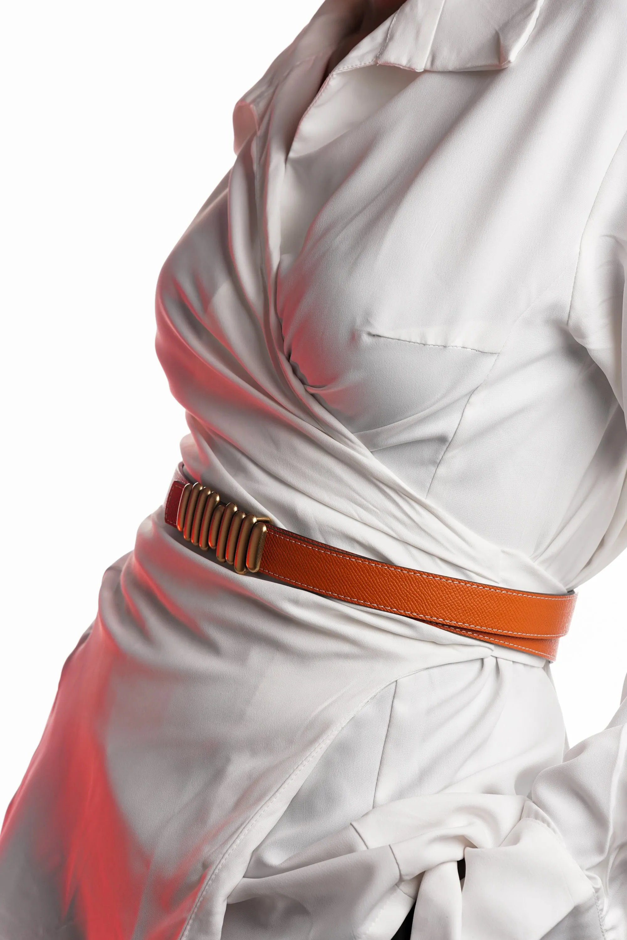 Orange Black Bar Reversible Buckle Belt