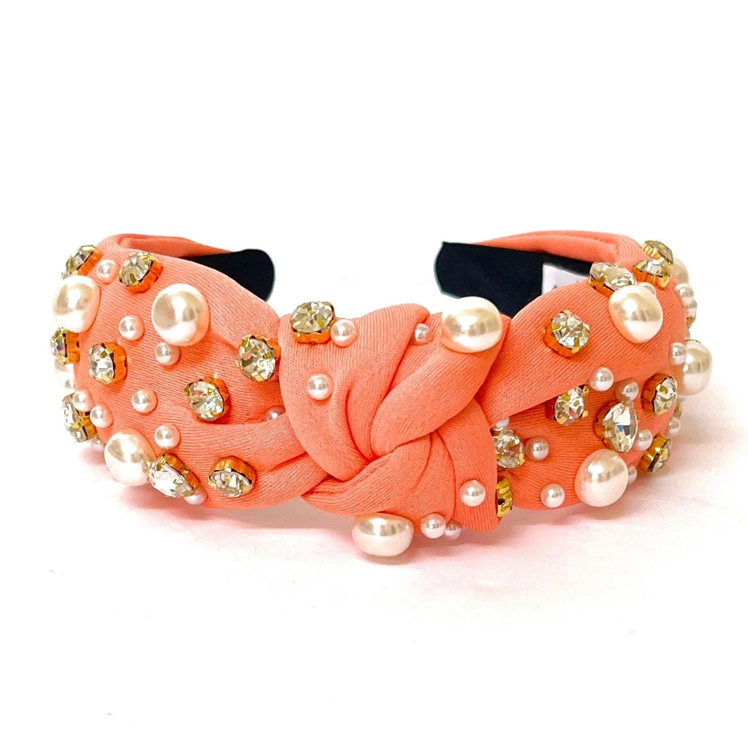 Orange Jeweled Knotted Headband