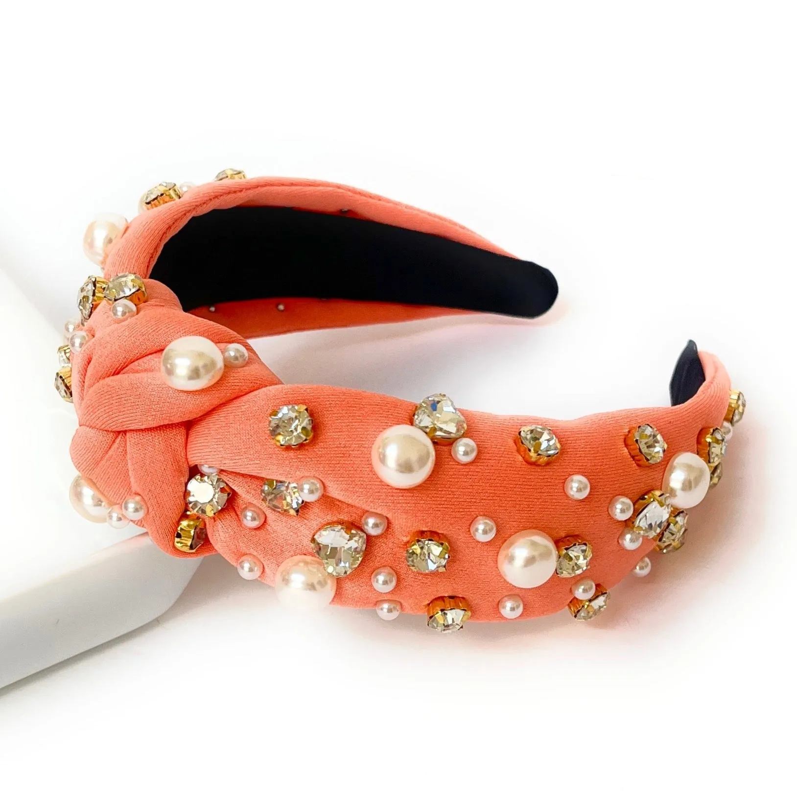 Orange Jeweled Knotted Headband