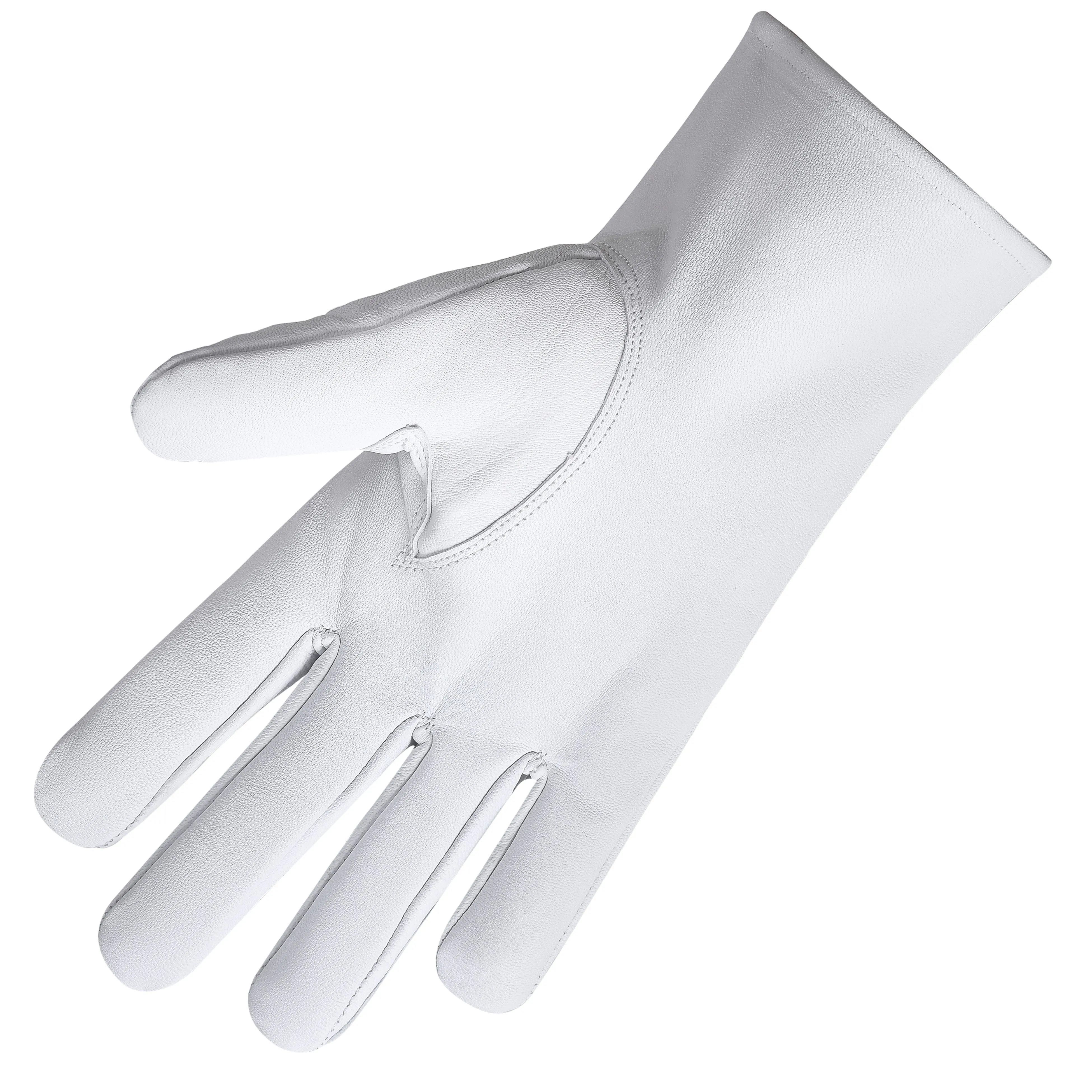 Past Potentate Shriners Gloves - White Leather With Gold Emblem