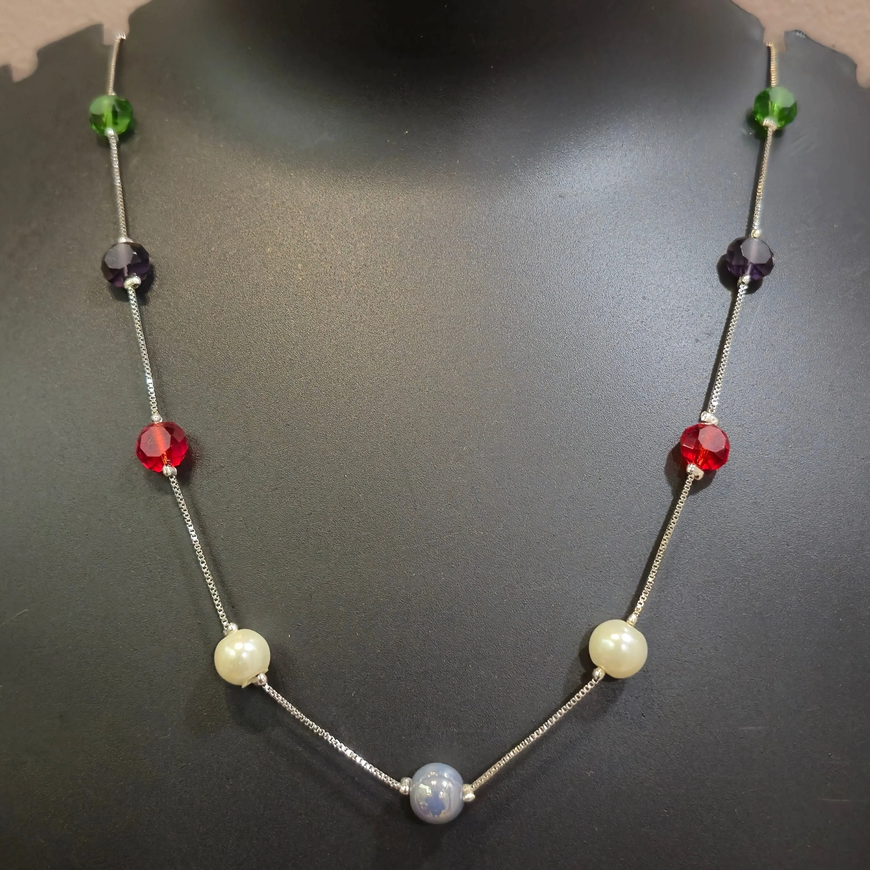 Pearl chain for neck multicolor
